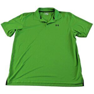 Under Armour Heat Gear Men's Neon Green Polo Shirt Size Loose 2XL